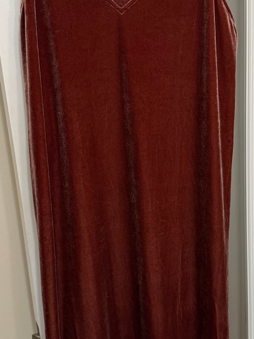 Women's Velvet Maxi Dress - Deep Rust